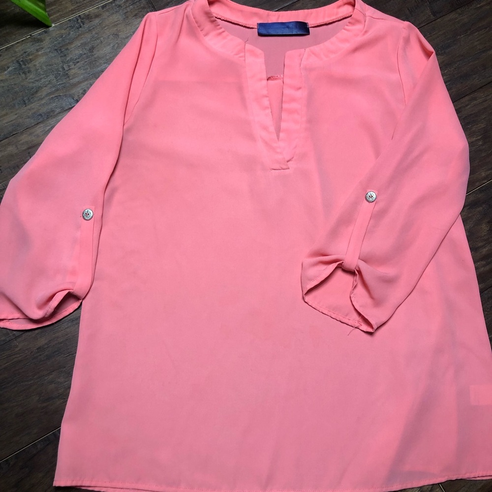 Coral Ladies Tunic 26” long 3/4 inch sleeves